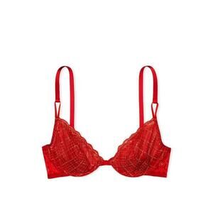 Victoria Secret Sexy Tee Unlined Plaid Lace Demi Bra Size 34 C